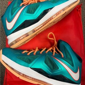 Nike LeBron X Miami Dolphins - Turquoise and Peach Athletic Shoes